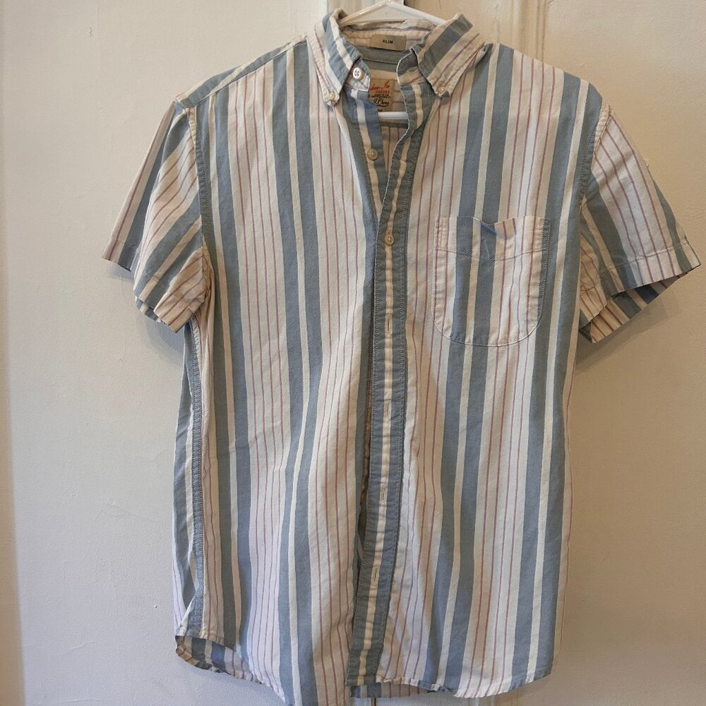 J Crew slim short-sleeve broken-in organic cotton oxford shirt